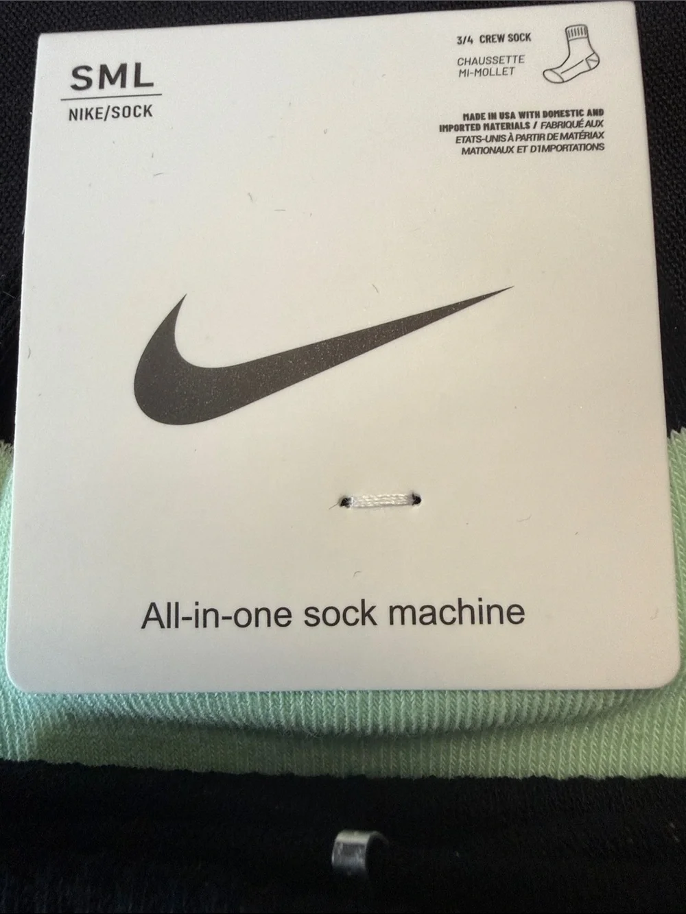 Nike Mint Green and Black Athletic Crew Socks